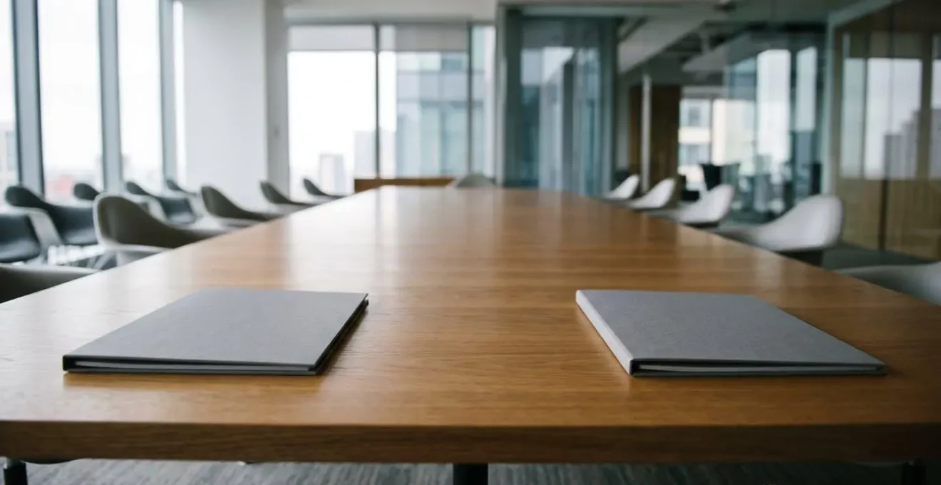 Deux chemises de dossiers disposées symétriquement sur une table, illustrant une comparaison conceptuelle