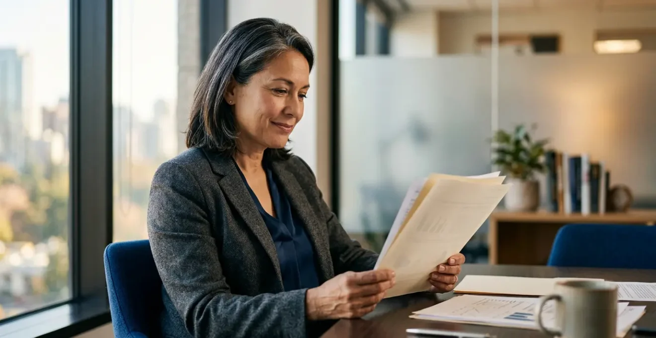 Dirigeant d'entreprise contemplant la sécurité financière dans son bureau moderne