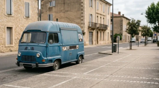 Food truck immobilisé sur le bord de la route en pleine saison d'activité