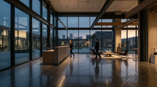 Environnement professionnel moderne illustrant la protection des entreprises contre les risques d'exploitation